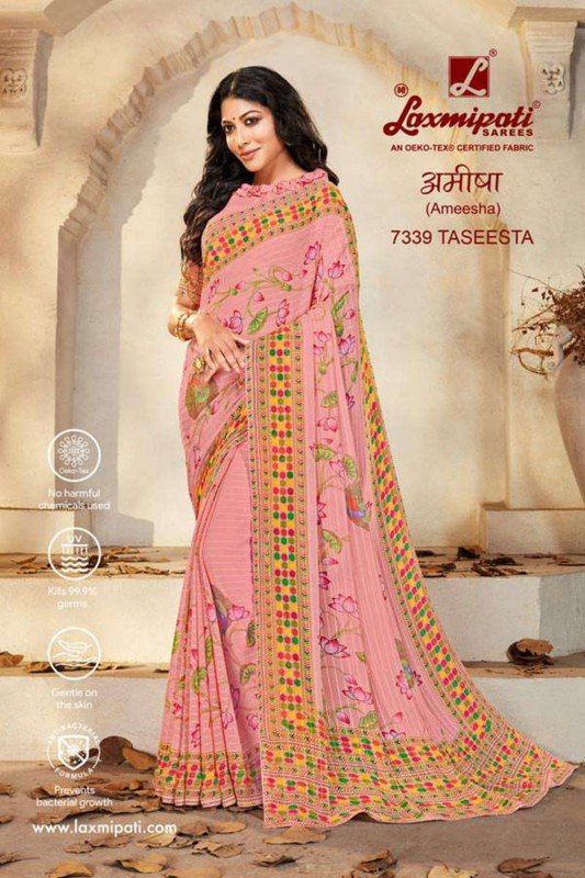 Laxmipati Ameesha 7339 Pink Georgette Saree