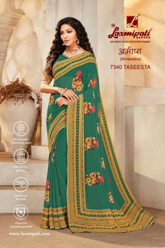 Laxmipati Ameesha 7340 Green Georgette Saree