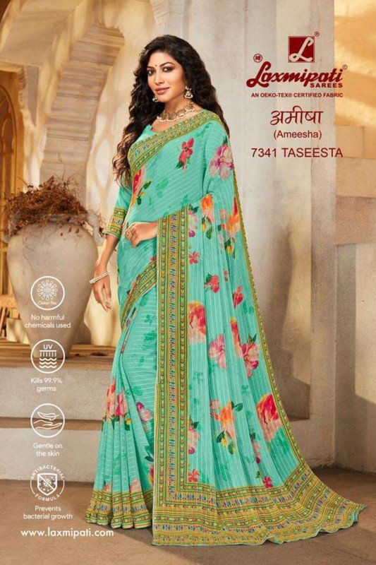 Laxmipati Ameesha 7341 Blue Georgette Saree