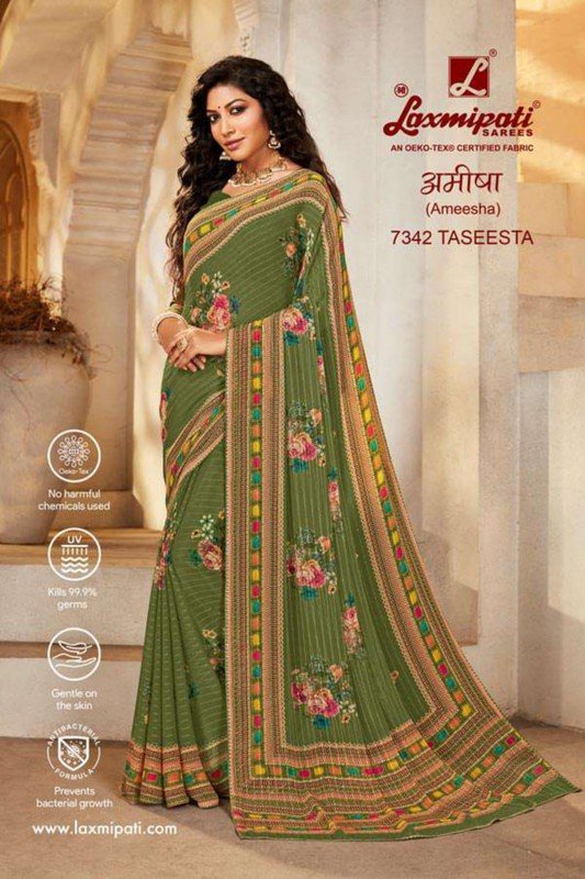 Laxmipati Ameesha 7342 Green Georgette Saree