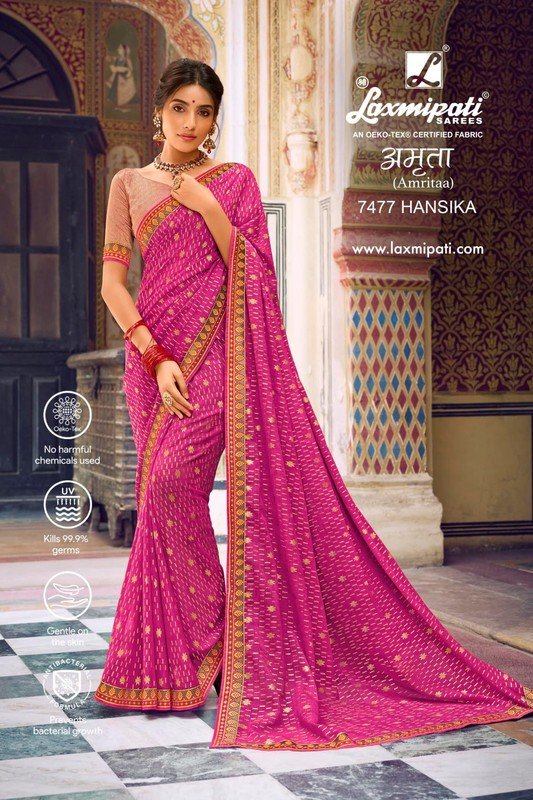 Laxmipati Amrita 7477 Pink Heavy Georgette Saree