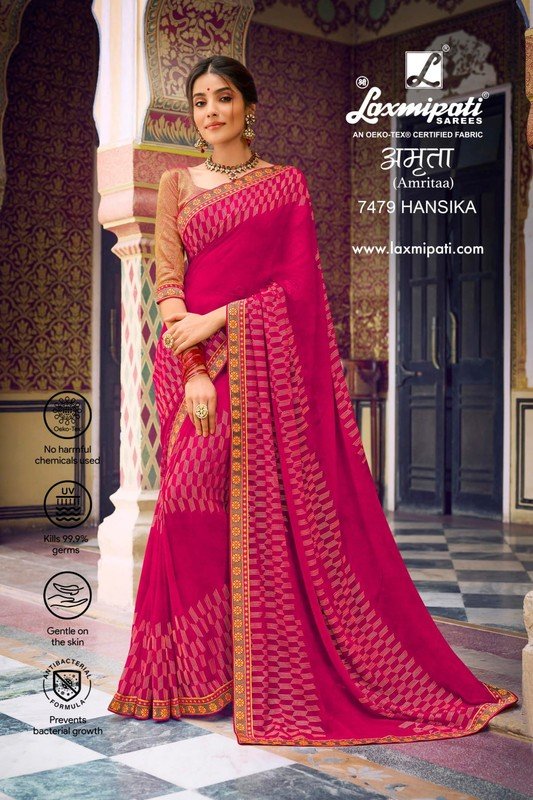 Laxmipati Amrita 7479 Pink Heavy Georgette Saree