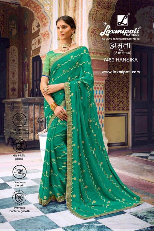 Laxmipati Amrita 7480 Green Heavy Georgette Saree