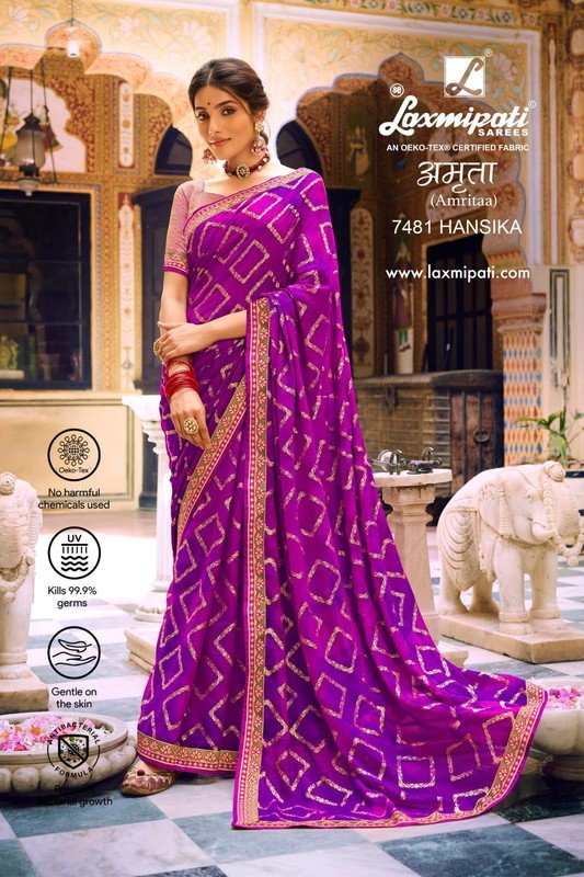 Laxmipati Amrita 7481 Violet Heavy Georgette Saree