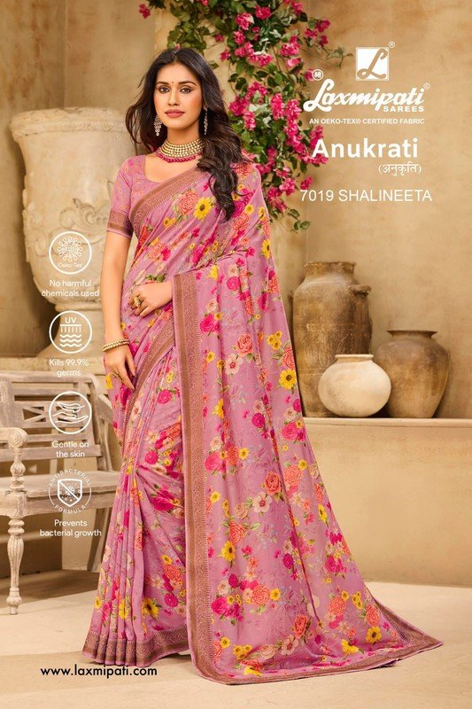 Laxmipati Anukrati 7019 Pink Bhagalpuri Silk Saree
