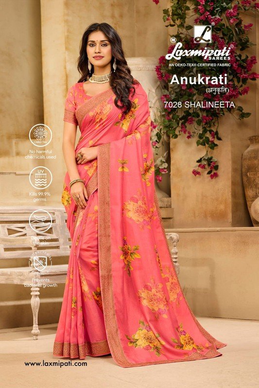 Laxmipati Anukrati 7028 Pink Bhagalpuri Silk Saree
