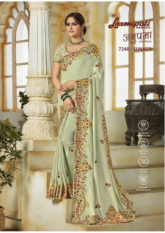 Laxmipati Anupama 7240 Green Raw Silk Saree