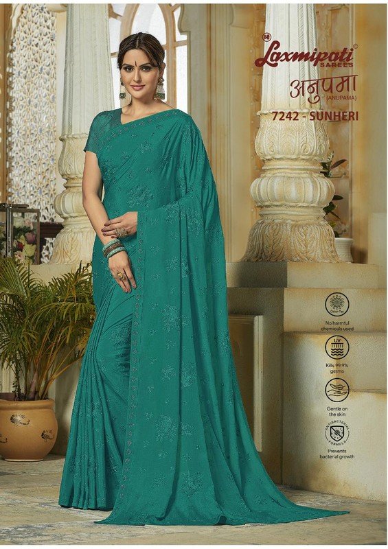 Laxmipati Anupama 7242 Green Crepe Silk Saree