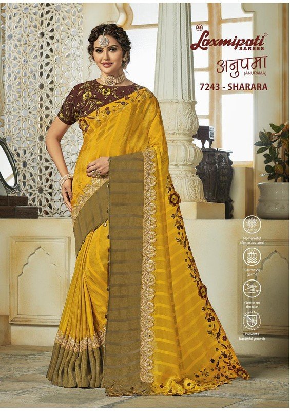 Laxmipati Anupama 7243 Yellow Tissue Silk Saree