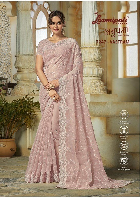 Laxmipati Anupama 7247 Pink Organza Saree