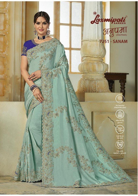 Laxmipati Anupama 7251 Blue Raw Silk Saree