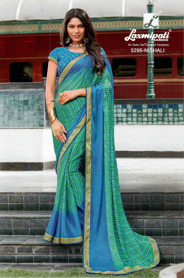 Laxmipati Morchadi 5295 Blue Chiffon Saree