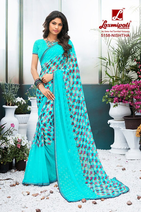 Laxmipati Rangrezi 5158 Blue Georgette Saree