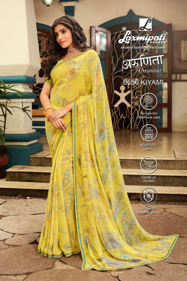 Laxmipati Arunita 6556 Yellow Georgette Saree