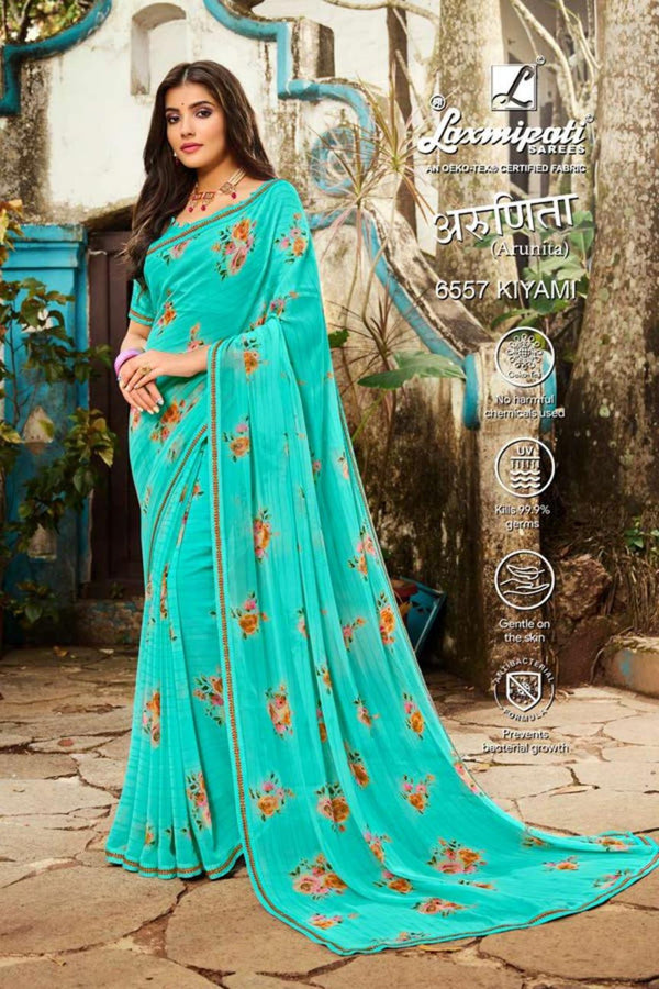 Laxmipati Arunita 6557 Blue Georgette Saree