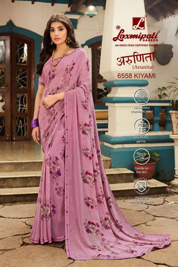 Laxmipati Arunita 6558 Pink Georgette Saree