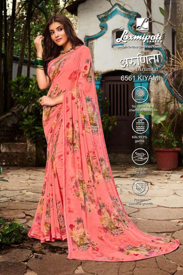 Laxmipati Arunita 6561 Pink Georgette Saree