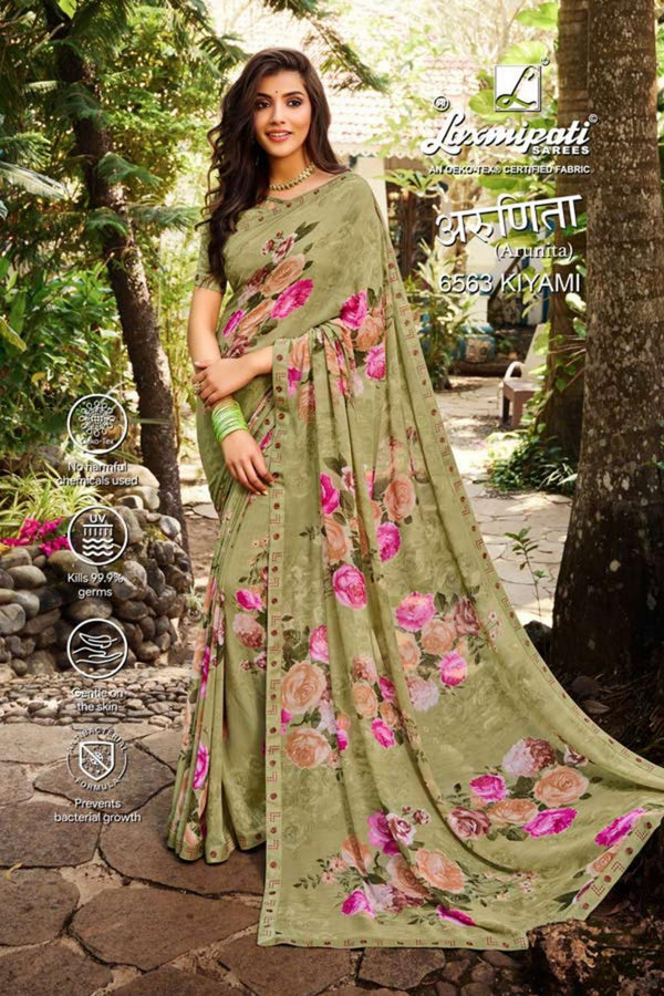 Laxmipati Arunita 6563 Green Georgette Saree