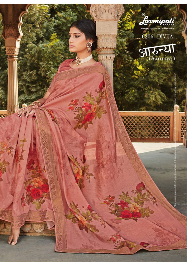 Laxmipati Arunya 6206 Pink Cotton Silk Saree