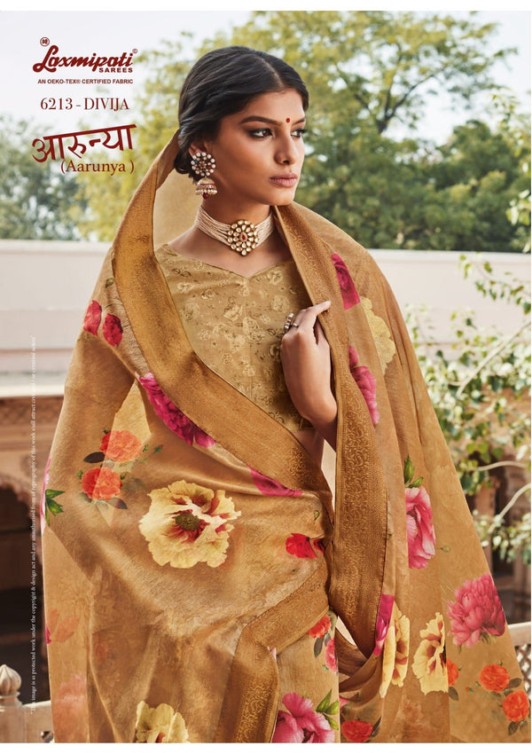 Laxmipati Arunya 6213 Yellow Cotton Silk Saree