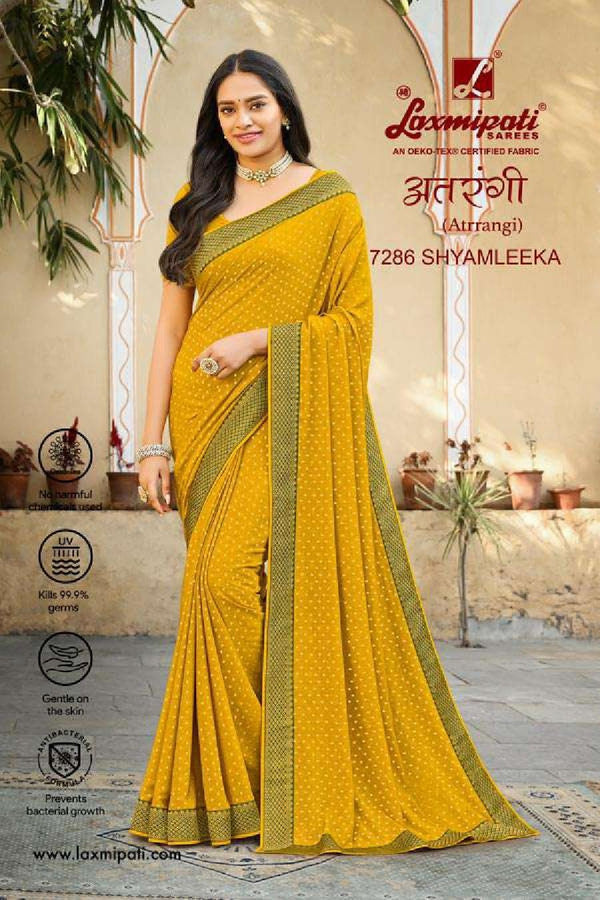 Laxmipati Atrangi 7286 Yellow Silk Saree