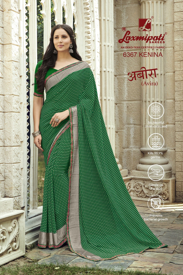 Laxmipati Aveera 6367 Green Georgette Saree