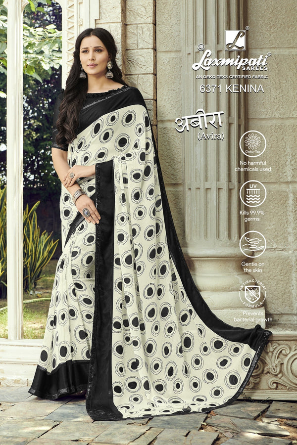 Laxmipati Aveera 6371 White Georgette Saree