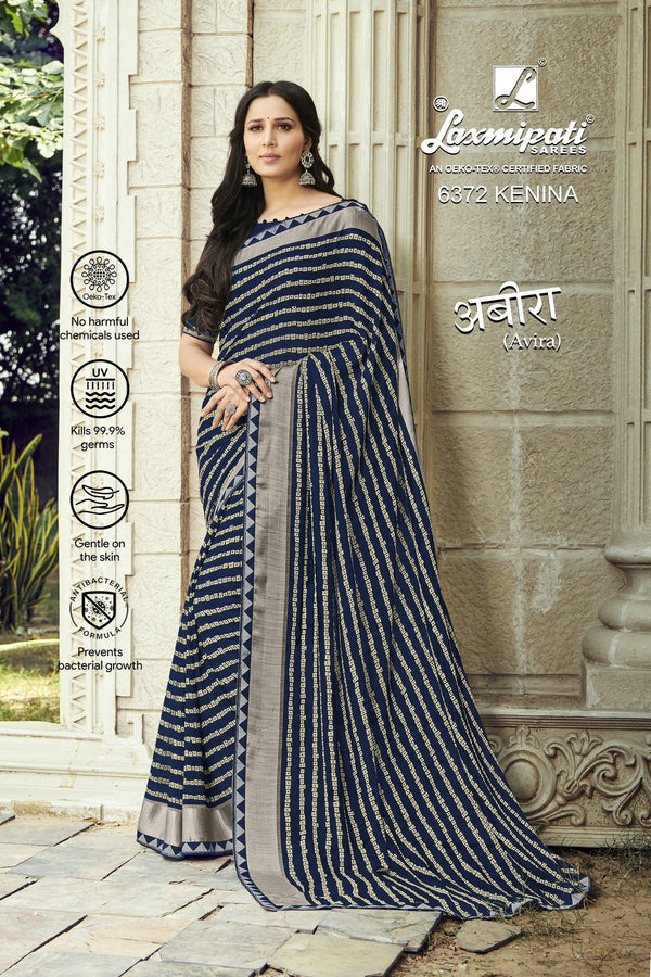 Laxmipati Aveera 6372 Blue Georgette Saree