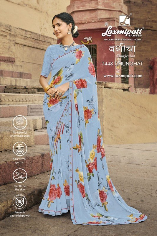 Laxmipati Bagiccha 7448 Blue Georgette Saree