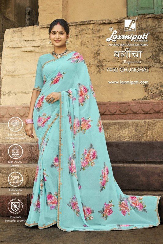 Laxmipati Bagiccha 7452 Blue Georgette Saree