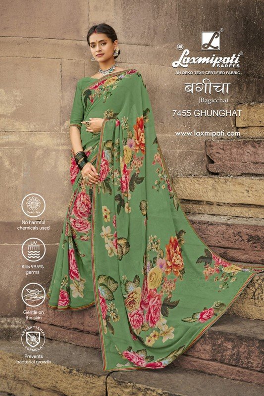 Laxmipati Bagiccha 7455 Green Georgette Saree