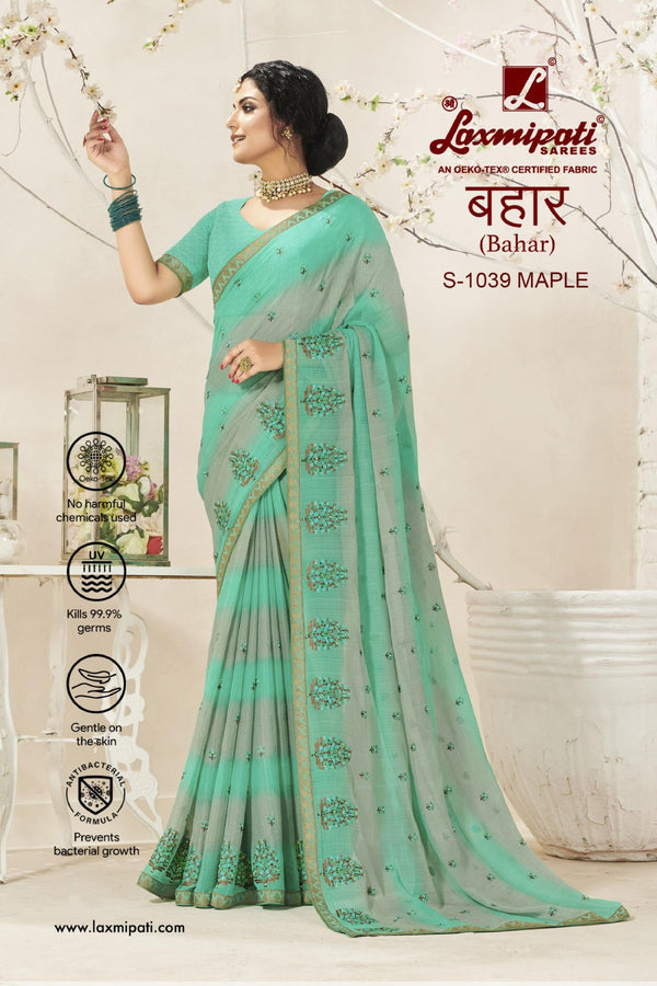 Laxmipati Bahar S-1039 Green Chiffon Saree