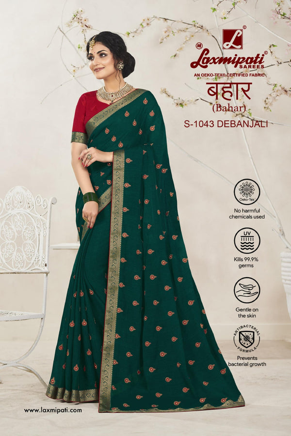 Laxmipati Bahar S-1043 Green Chiffon Saree