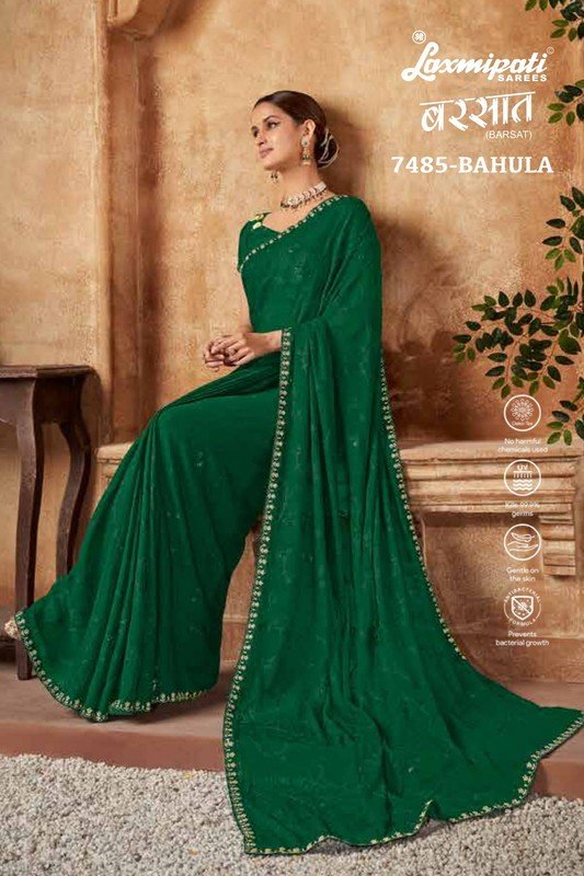 Laxmipati Barsat 7485 Green Chiffon Saree