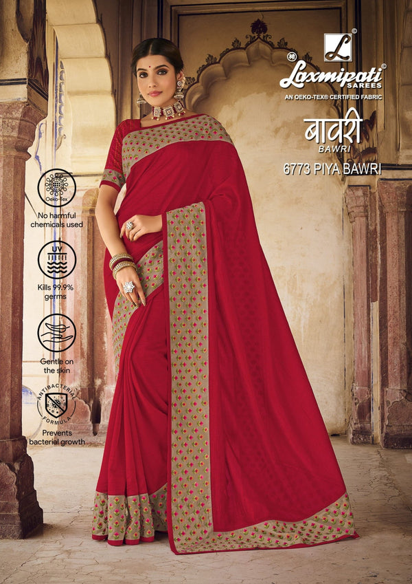 Laxmipati Bawri 6773 Red Vichitra Silk Saree