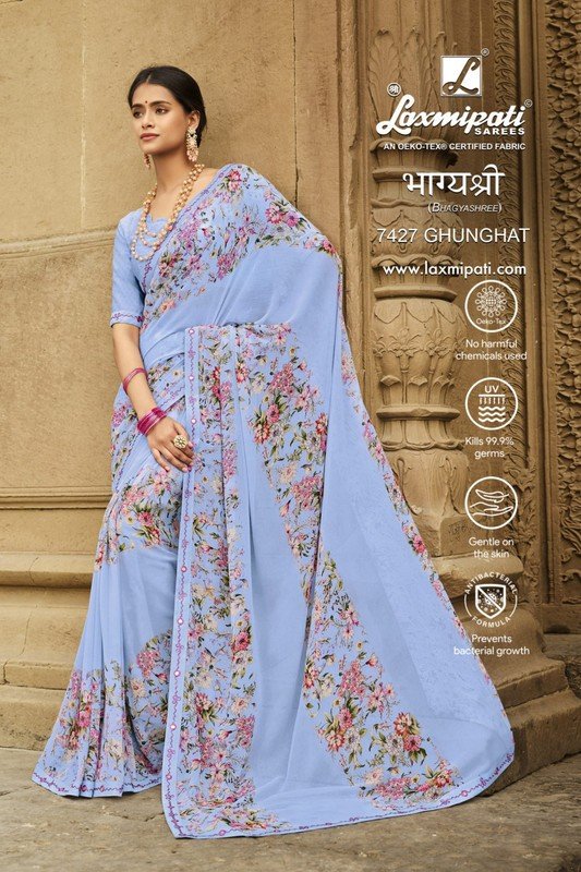 Laxmipati Bhagyashree 7427 Blue Georgette Saree