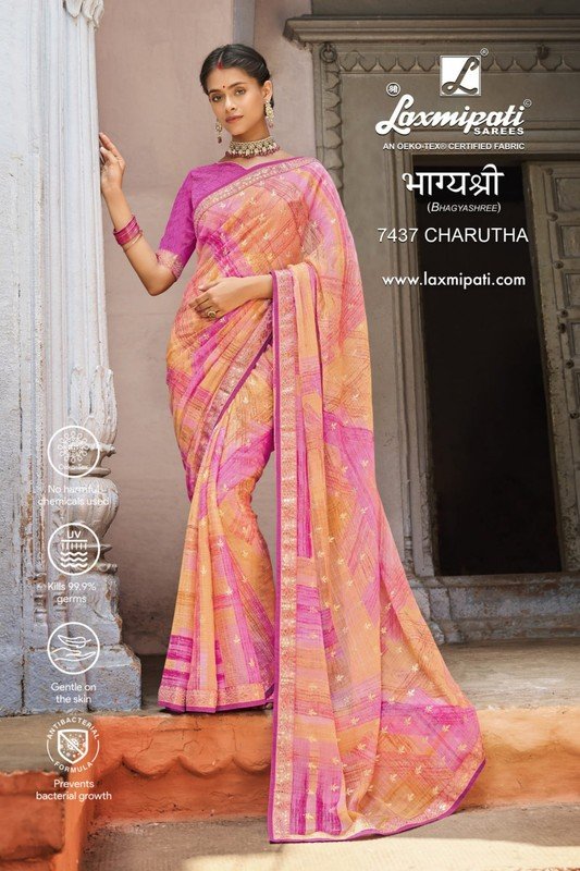 Laxmipati Bhagyashree 7437 Multicolor Chiffon Saree