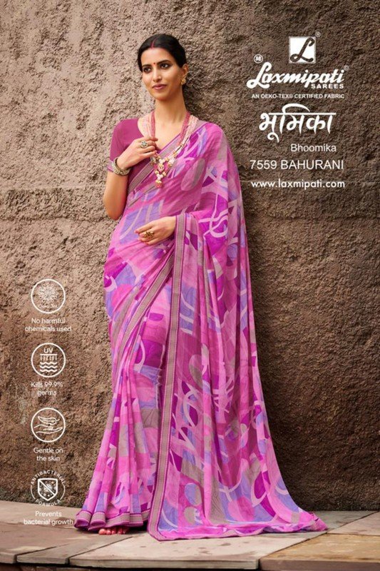 Laxmipati Bhoomika 7559 Pink Soft Georgette Saree