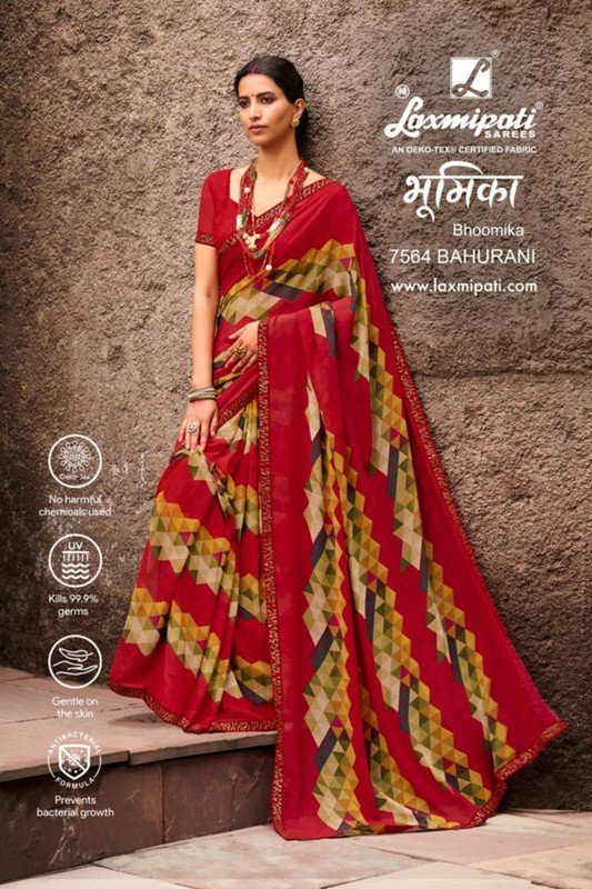 Laxmipati Bhoomika 7564 Red Soft Georgette Saree