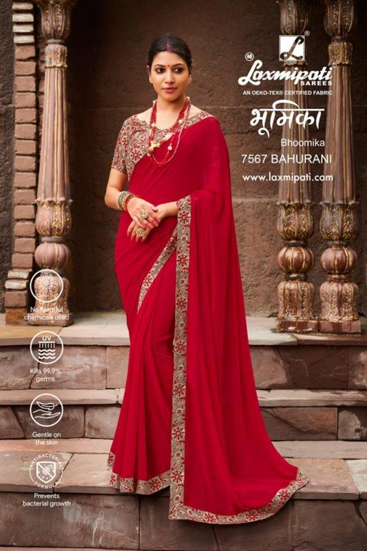 Laxmipati Bhoomika 7567 Red Soft Georgette Saree