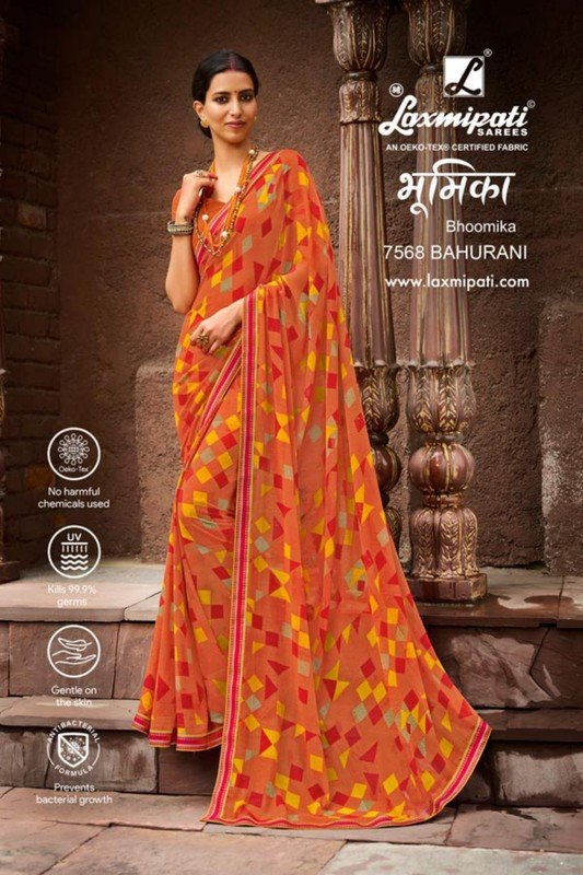 Laxmipati Bhoomika 7568 Orange Soft Georgette Saree