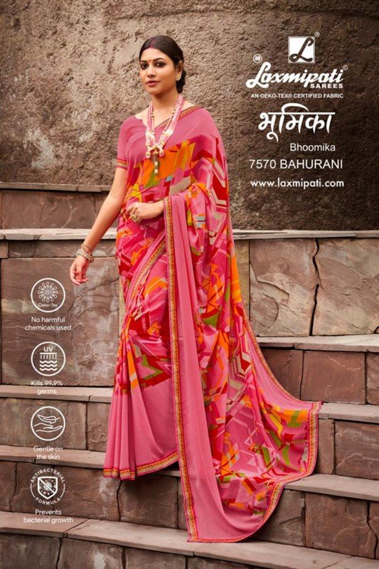 Laxmipati Bhoomika 7570 Pink Soft Georgette Saree