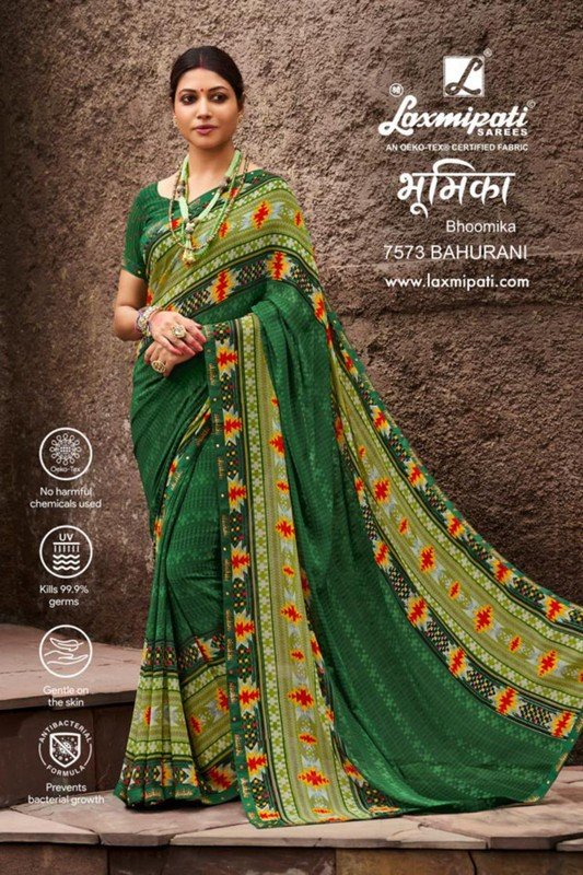 Laxmipati Bhoomika 7573 Green Soft Georgette Saree