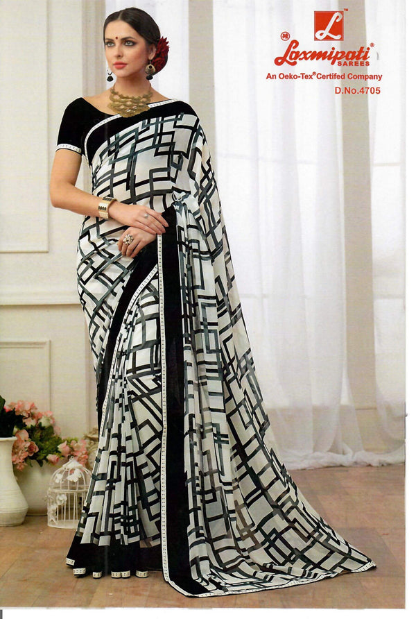 Laxmipati Black & White 4705 Black Georgette Saree