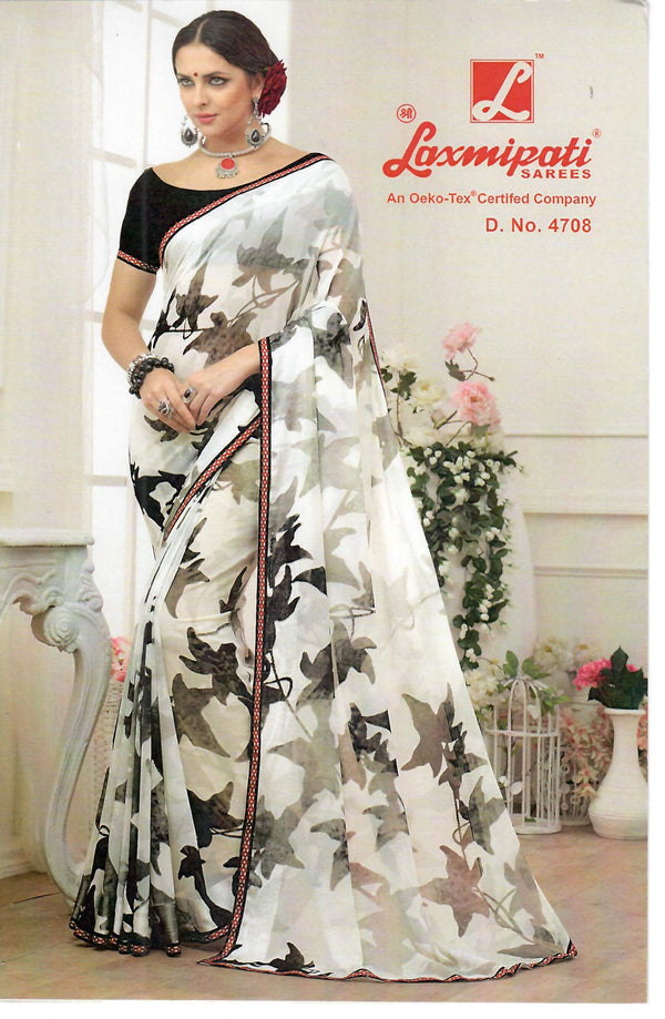 Laxmipati Black & White 4708 Black Georgette Saree