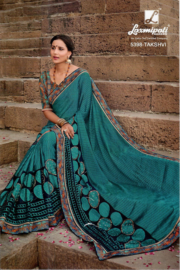 Laxmipati Dilbaro 5398 Blue Brasso Saree