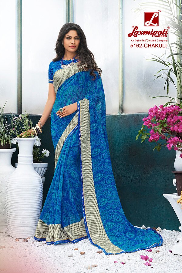 Laxmipati Rangrezi 5162 Blue Georgette Saree