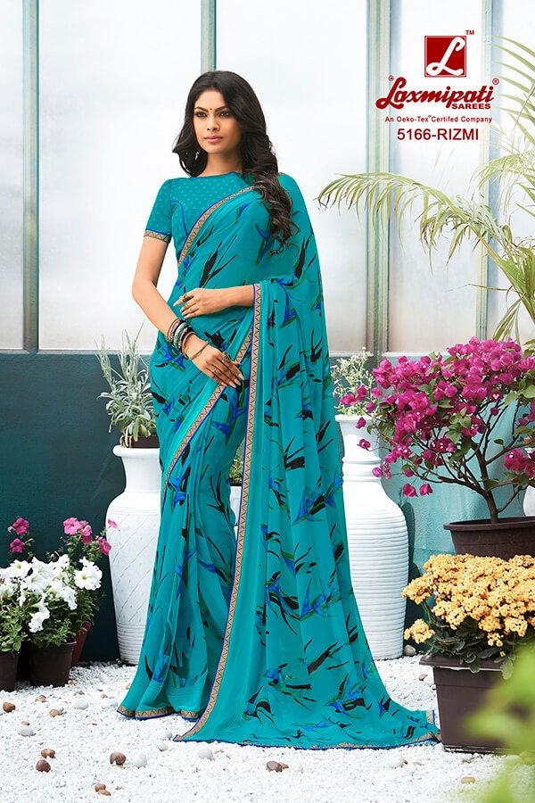 Laxmipati Rangrezi 5166 Blue Georgette Saree