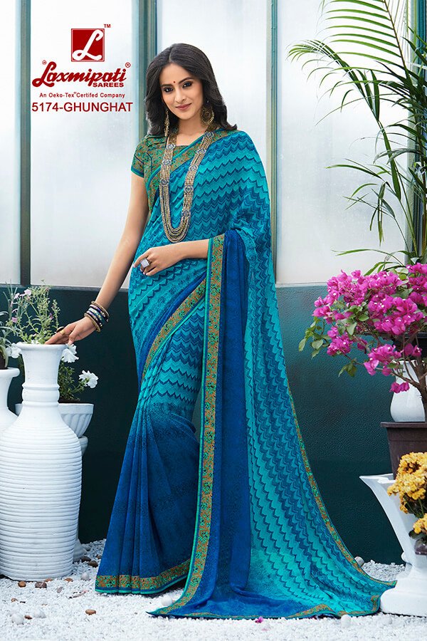 Laxmipati Rangrezi 5174 Blue Georgette Saree