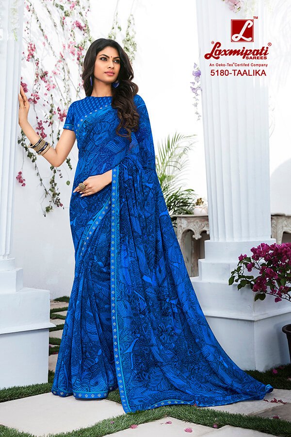 Laxmipati Rangrezi 5180 Blue Georgette Saree